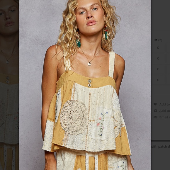 POL Tops - ☀️ POL “ Helen “ POL Woven Tank Top with Patchwork Detail BR68